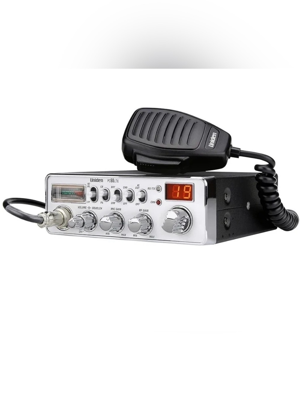 Uniden PC68LTX Silver and Black CB Radio with Hand Microphone New No Box